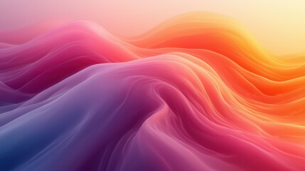 Fototapeta premium Vibrant flowing waves in pastel shades of pink, purple, and orange create a serene atmosphere during sunset