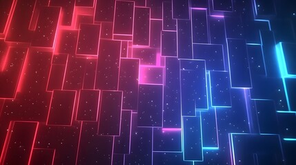 Obraz premium Abstract Neon Lights Pattern Pink Blue Glowing Squares Background