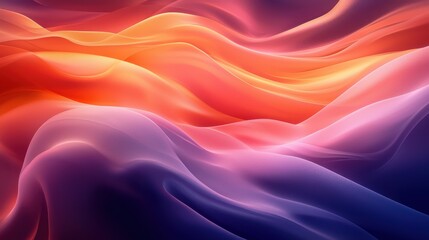 Obraz premium Colorful flowing waves blend seamlessly in abstract artwork, showcasing vibrant hues of orange, pink, and purple