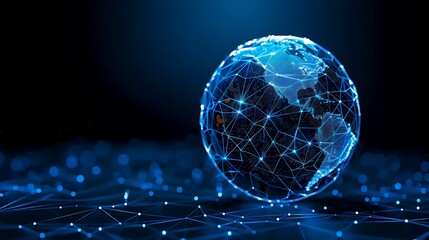 An abstract globe shines with blue light, symbolizing a global network and the vast expanse of cyberspace.