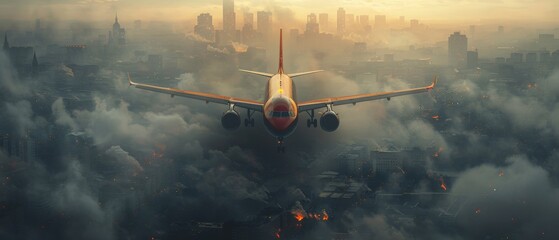 Explore the impact of airplane carbon emissions with a striking image of CO2 pollution. This visual underscores the urgency of adopting eco-sustainable practices and innovative solutions to foster.