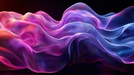 Obraz premium Swaying waves of colorful fabric creating a dynamic flow with vibrant hues against a dark backdrop