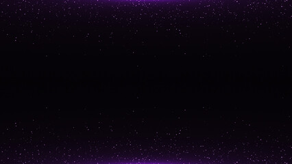 Purple glitter particle frame on black background
