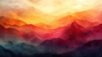 Stunning sunset over layered mountains with vibrant hues illuminating the sky during twilight hours