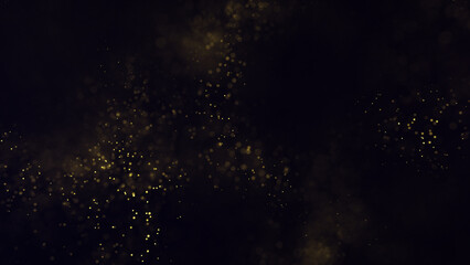 Gold particles on a black background