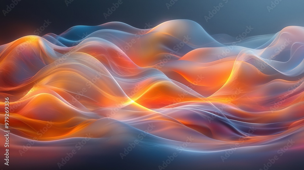 Poster colorful abstract waves flowing seamlessly in a dynamic motion, creating an energetic and vibrant vi
