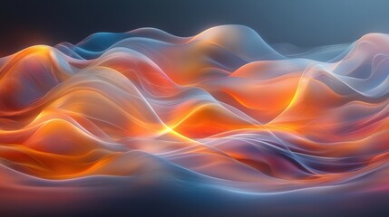 Obraz premium Colorful abstract waves flowing seamlessly in a dynamic motion, creating an energetic and vibrant visual display in a digital landscape