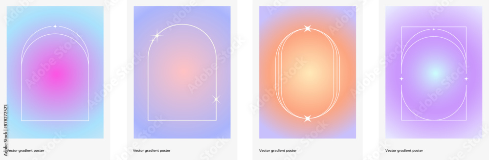 Poster abstract colorful blurred gradient cover template design set for poster, brochure, home decor, prese