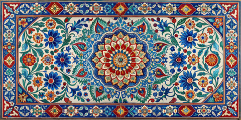 Traditional Turkish style advertisement featuring vibrant colors and intricate designs, Turkish, style, advertisement