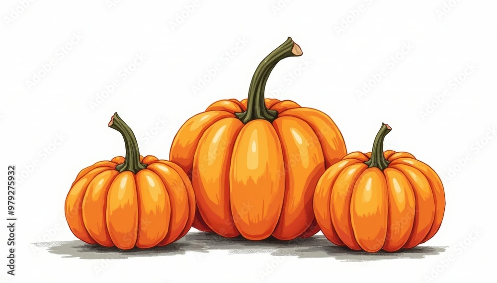 Sticker  Autumns bounty  A trio of vibrant pumpkins