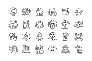 Bull trend, Calculator, Contract, Creative, Emergency, set of icons for web design, vector illustration