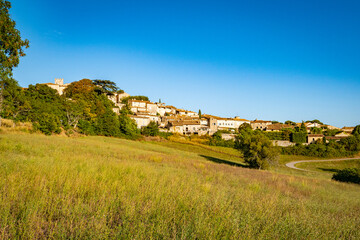 Murs, Vaucluse, Provence-Alpes-Côte d'Azur, France - September 6, 2024: Skyline of the village