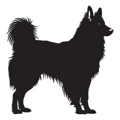 Fototapeta premium Belgian Sheepdog dog silhouette Design, Dog Clipart vector illustration in black and white