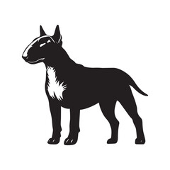 Fototapeta premium Bull Terrier dog standing silhouette Design, Dog Vector illustration in black and white 