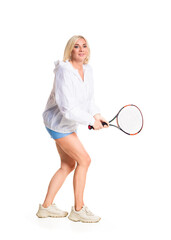 Active Woman Playing Tennis with Focus