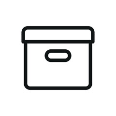 Storage box with lid isolated icon, plastic container with lid vector icon with editable stroke