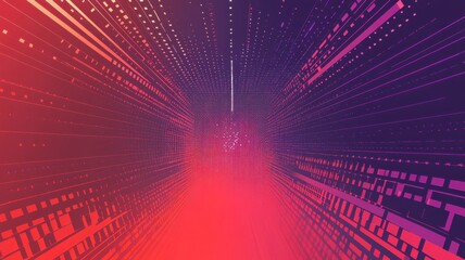 Fototapeta premium A colorful, abstract image of a tunnel with a bright red background