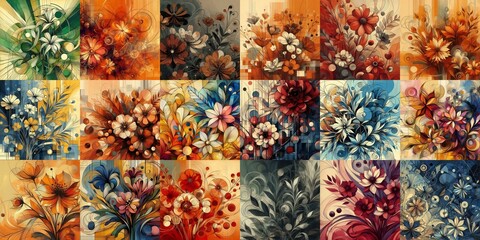 Minimalism art style flowers background. AI generated illustration