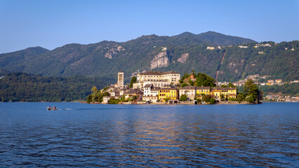 Orta San Giulio, Novara, Italy: Basilica  in Isola San Giulio seen from Orta San Giulio.