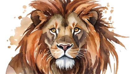 Fototapeta premium Hand Painted Head Elements Of A Fierce Brown Lion. Generative AI.