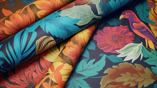 Tropical Floral Design - Vibrant Pattern with Parrot