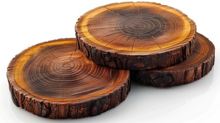 Detailed cross section of a wooden log displaying the intricate annual growth rings and natural textures of the wood grain