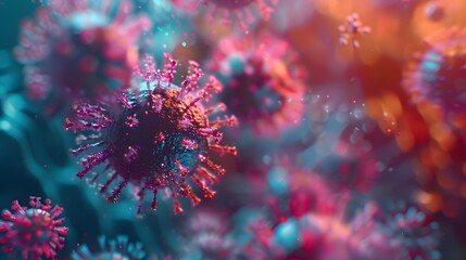 Virus Interacting with Antibodies - Medical Microscopic View