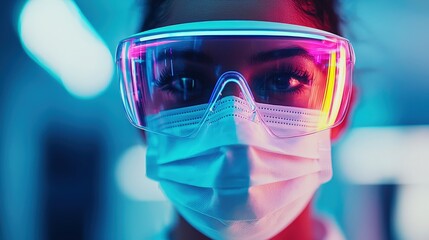Biohacker using augmented reality glasses to monitor health stats