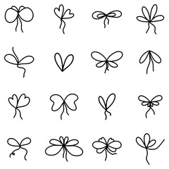 Set of bows illustration, vector doodles 