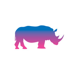 The silhouette of a rhinoceros. Original vector illustration in vintage style isolated on white background.