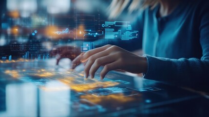 A tech-savvy consultant working with a client on a digital transformation project, using interactive tools and software to illustrate the transformation process