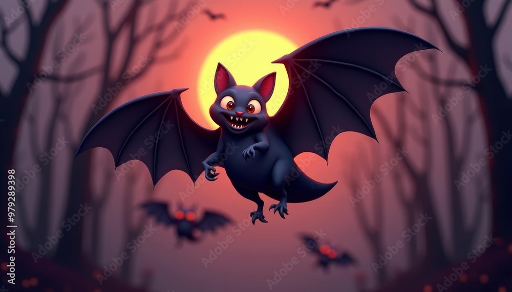 Wall mural  Enchanted Halloween bat soaring through the night