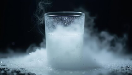  Ethereal cocktail in a glass with smoke and ice