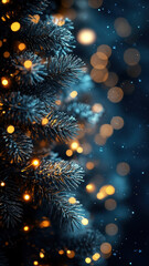 Fototapeta premium Shimmering Christmas Garland Lights on Dark Blue