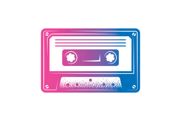 Audio cassette. Original vector illustration in vintage style. T-shirt design.