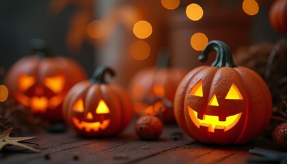 Fototapeta premium Spooky Halloween Pumpkin Decorations