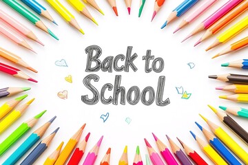 Back to school concept with hand drawn rocket on blackboard and school supplies. Flat lay.
