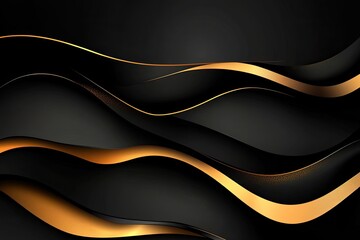 Obraz premium Abstract black background with gold lines. Great for presentations, websites, and social media.