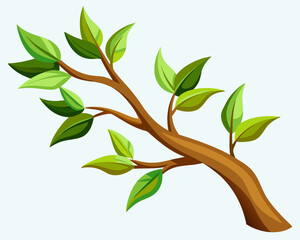 Tree branch with leaf on white background stock illustration