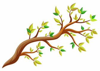 Tree branch with leaf on white background stock illustration