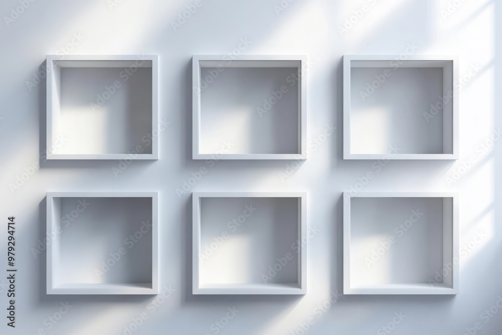 Wall mural 3d wall niches. representation of empty shelving, exhibition spaces, or showcase models. item displa