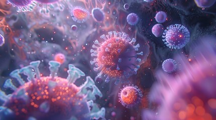 Virus and Vaccine Interaction - 3D Medical Illustration