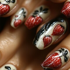 Strawberry Nail Art.