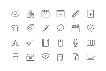 Book, Box, Browser minus, Candy, Clipboard plus, set of icons for web design, vector illustration