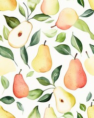 Obraz premium Watercolor Pear Pattern.