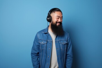 Fototapeta premium Headphones headset beard adult.