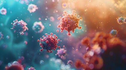 Fototapeta premium Vaccine Targeting Virus in Serum - 3D Microscopic Visualization
