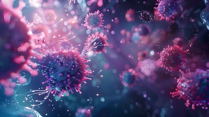Vaccine Targeting Virus in Serum - 3D Microscopic Visualization