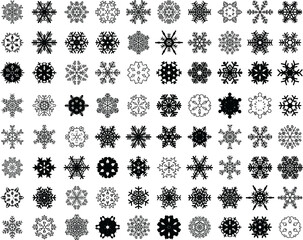 Black silhouettes of snowflakes