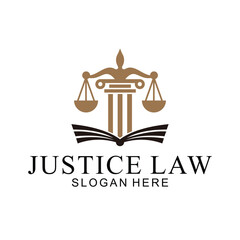 law logo with pillars of justice symbol concept, creative premium of lawyer and law office